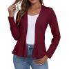 imageGRECERELLE Women Lightweight Casual Long Sleeves Cropped Cardigan Open Front Peplum Knit Sweater OutwearWine Red