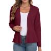 imageGRECERELLE Women Lightweight Casual Long Sleeves Cropped Cardigan Open Front Peplum Knit Sweater OutwearWine Red