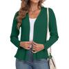 imageGRECERELLE Women Lightweight Casual Long Sleeves Cropped Cardigan Open Front Peplum Knit Sweater OutwearDark Green