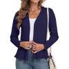 imageGRECERELLE Women Lightweight Casual Long Sleeves Cropped Cardigan Open Front Peplum Knit Sweater OutwearNavy Blue
