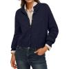 imageGRECERELLE Womens Cardigan Sweater Open Front Long Sleeve Crew Neck Button Down Knit Casual Jacket S2XLNavy Blue