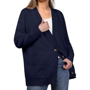 imageGRECERELLE Womens 2025 Fall Cardigan Sweaters Oversized Open Front Button Knit Outwear Coats with PocketsNavy Blue