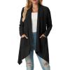 imageGRECERELLE Womens Long Sleeve Lightweight Draped Open Front Casual Cardigan Sweater with Pockets S2XL01 Black