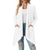 imageGRECERELLE Womens Long Sleeve Lightweight Draped Open Front Casual Cardigan Sweater with Pockets S2XL02 White