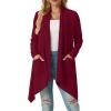 imageGRECERELLE Womens Long Sleeve Lightweight Draped Open Front Casual Cardigan Sweater with Pockets S2XLBurgundy