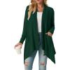 imageGRECERELLE Womens Long Sleeve Lightweight Draped Open Front Casual Cardigan Sweater with Pockets S2XLDark Green