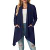 imageGRECERELLE Womens Long Sleeve Lightweight Draped Open Front Casual Cardigan Sweater with Pockets S2XLNavy Blue
