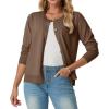 imageGRECERELLE Womens Long Sleeve Lightweight Crewneck Casual Cardigan Sweater S2XLBrown