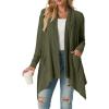 imageGRECERELLE Womens Long Sleeve Lightweight Draped Open Front Casual Cardigan Sweater with Pockets S2XLArmy Green