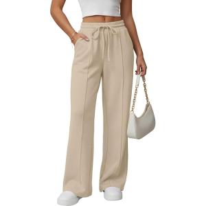 imageGRECERELLE Sweatpants Women Wide Leg High Waisted Baggy Pants Drawstring Workout Active Joggers Lounge PantsCoffee Gray