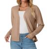 imageGRECERELLE Womens Lightweight Open Front Long Sleeve Cardigan Casual Button Down VNeck Sweater S2XLCamel