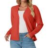 imageGRECERELLE Womens Lightweight Open Front Long Sleeve Cardigan Casual Button Down VNeck Sweater S2XLCoral Red