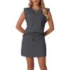 imageGRECERELLE Womens Summer 2 Piece Skort Set Cap Sleeve Round Neck Top ampamp Tennis Skirt with Pockets for Athletic ampamp CasualDark Gray