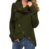 imageGRECERELLE Womens Fall Chunky Turtleneck Long Sleeve Asymmetric Hem Loose Knit Pullover Sweaters Tops S2XL06 Army Green