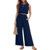 imageGRECERELLE Two Piece Sets for Women Sleeveless Crop Top Wide Leg Pants Sweat Set for Women Tracksuits 2026 SummerDark Blue