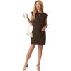 image:imageGRECERELLE 2026 Womens Summer Dresses Round Neck Sleeveless Tie Waist Casual Mini Sundresses with PocketsDark Coffee