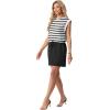 image:imageGRECERELLE 2026 Womens Summer Dresses Round Neck Sleeveless Tie Waist Casual Mini Sundresses with PocketsWhite Black Stripe
