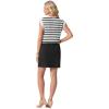 image:imageGRECERELLE 2026 Womens Summer Dresses Round Neck Sleeveless Tie Waist Casual Mini Sundresses with PocketsWhite Black Stripe