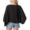 image:imageGRECERELLE Womens Summer Lightweight Cardigan Open Front Casual Loose Cropped Kimono Cover UpsBlack