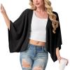 image:imageGRECERELLE Womens Summer Lightweight Cardigan Open Front Casual Loose Cropped Kimono Cover UpsBlack