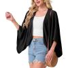 image:imageGRECERELLE Womens Summer Lightweight Cardigan Open Front Casual Loose Cropped Kimono Cover UpsBlack