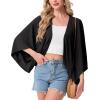 image:imageGRECERELLE Womens Summer Lightweight Cardigan Open Front Casual Loose Cropped Kimono Cover UpsBlack