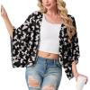 image:imageGRECERELLE Womens Summer Lightweight Cardigan Open Front Casual Loose Cropped Kimono Cover UpsBlack Butterfly