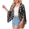 image:imageGRECERELLE Womens Summer Lightweight Cardigan Open Front Casual Loose Cropped Kimono Cover UpsBlack Butterfly