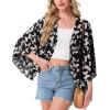 image:imageGRECERELLE Womens Summer Lightweight Cardigan Open Front Casual Loose Cropped Kimono Cover UpsBlack Butterfly