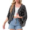 image:imageGRECERELLE Womens Summer Lightweight Cardigan Open Front Casual Loose Cropped Kimono Cover UpsBohemian Stripe