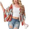 image:imageGRECERELLE Womens Summer Lightweight Cardigan Open Front Casual Loose Cropped Kimono Cover UpsColorful Geometry