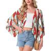image:imageGRECERELLE Womens Summer Lightweight Cardigan Open Front Casual Loose Cropped Kimono Cover UpsColorful Geometry
