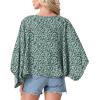 image:imageGRECERELLE Womens Summer Lightweight Cardigan Open Front Casual Loose Cropped Kimono Cover UpsGreen White Flower