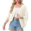 image:imageGRECERELLE Womens Summer Lightweight Cardigan Open Front Casual Loose Cropped Kimono Cover UpsIvory White