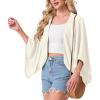 image:imageGRECERELLE Womens Summer Lightweight Cardigan Open Front Casual Loose Cropped Kimono Cover UpsIvory White