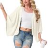 image:imageGRECERELLE Womens Summer Lightweight Cardigan Open Front Casual Loose Cropped Kimono Cover UpsIvory White