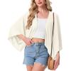 image:imageGRECERELLE Womens Summer Lightweight Cardigan Open Front Casual Loose Cropped Kimono Cover UpsIvory White