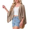 image:imageGRECERELLE Womens Summer Lightweight Cardigan Open Front Casual Loose Cropped Kimono Cover UpsLight Khaki