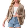 image:imageGRECERELLE Womens Summer Lightweight Cardigan Open Front Casual Loose Cropped Kimono Cover UpsLight Khaki
