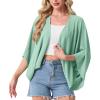 image:imageGRECERELLE Womens Summer Lightweight Cardigan Open Front Casual Loose Cropped Kimono Cover UpsMint Green