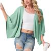 image:imageGRECERELLE Womens Summer Lightweight Cardigan Open Front Casual Loose Cropped Kimono Cover UpsMint Green