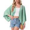 image:imageGRECERELLE Womens Summer Lightweight Cardigan Open Front Casual Loose Cropped Kimono Cover UpsMint Green