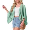 image:imageGRECERELLE Womens Summer Lightweight Cardigan Open Front Casual Loose Cropped Kimono Cover UpsMint Green