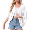 image:imageGRECERELLE Womens Summer Lightweight Cardigan Open Front Casual Loose Cropped Kimono Cover UpsWhite