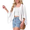 image:imageGRECERELLE Womens Summer Lightweight Cardigan Open Front Casual Loose Cropped Kimono Cover UpsWhite