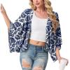 image:imageGRECERELLE Womens Summer Lightweight Cardigan Open Front Casual Loose Cropped Kimono Cover UpsWhite Palm Leaf