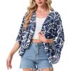 image:imageGRECERELLE Womens Summer Lightweight Cardigan Open Front Casual Loose Cropped Kimono Cover UpsWhite Palm Leaf