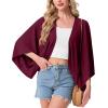 image:imageGRECERELLE Womens Summer Lightweight Cardigan Open Front Casual Loose Cropped Kimono Cover UpsWine Red