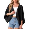 image:imageGRECERELLE Womens Summer Lightweight Cardigan Open Front Casual Loose Cropped Kimono Cover UpsBlack