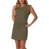 image:imageGRECERELLE 2026 Womens Summer 2 Piece Skort Set Cap Sleeve Round Neck Top amp Tennis Skirt with Pockets for Athletic amp CasualArmy Green